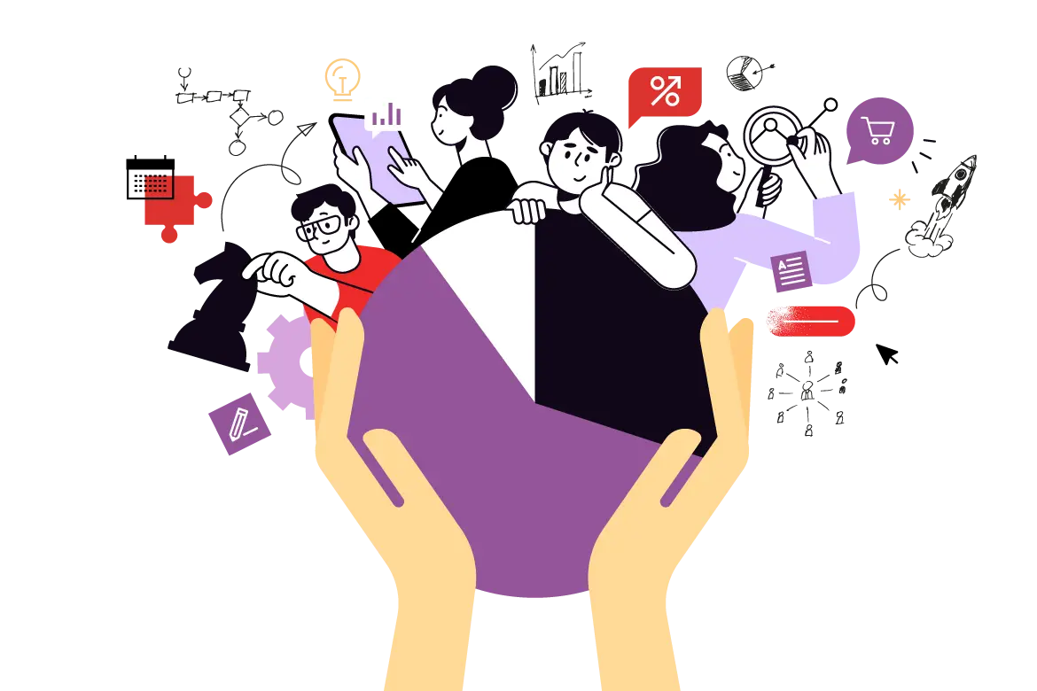 a hands holding a pie chart